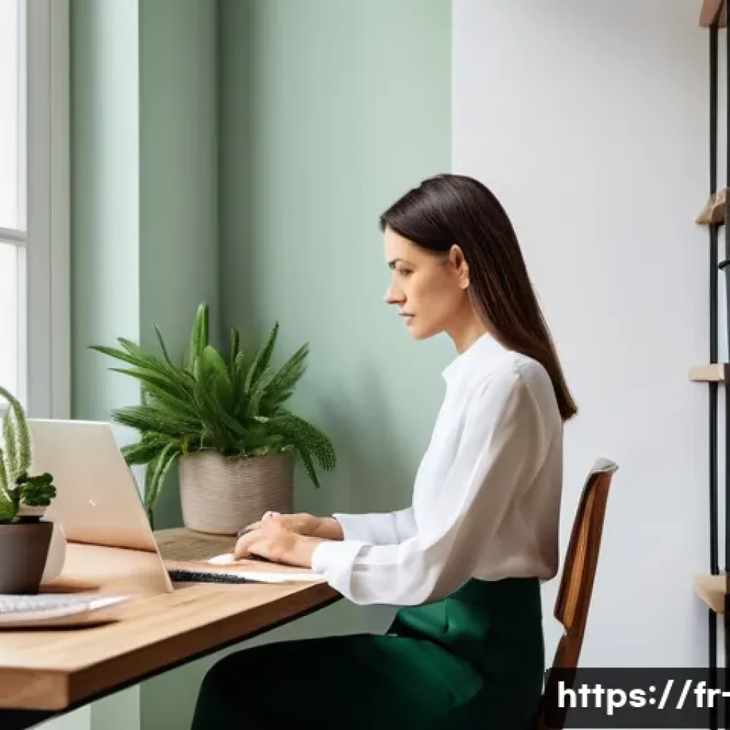 PM을 위한 워라밸 유지 전략 - **Prompt:** A focused, confident French project manager in their thoughtfully designed home office. ...