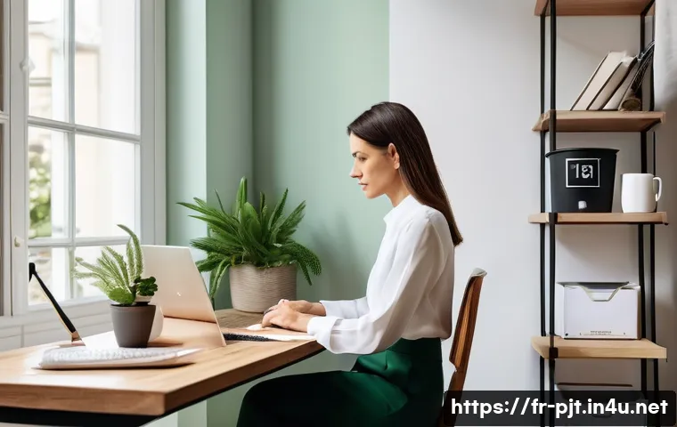 PM을 위한 워라밸 유지 전략 - **Prompt:** A focused, confident French project manager in their thoughtfully designed home office. ...