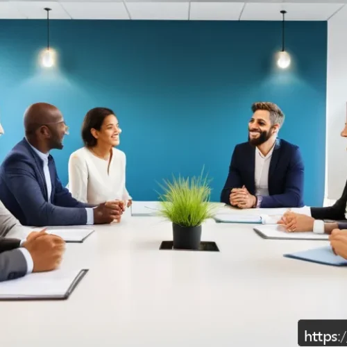 Home 32 프로젝트 관리 윤리와 책임 - A diverse and inclusive corporate team gathered in a modern office meeting room, engaged in an open ...